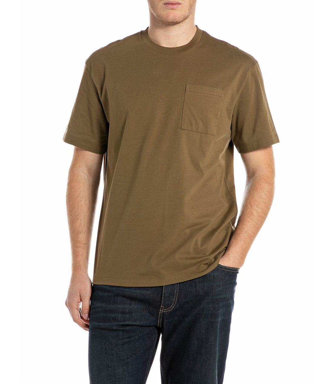 リラックスフィット コットンジャージーARMYプリント Tシャツ